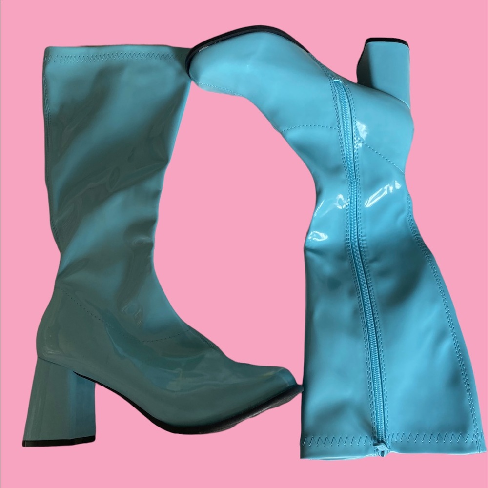 Baby blue gogo boots